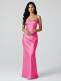 Spaghetti Straps Sheath Aqua Blue Prom Dress Formal Satin Party Dress