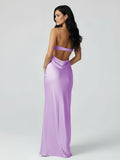 Spaghetti Straps Sheath Aqua Blue Prom Dress Formal Satin Party Dress