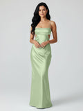 Spaghetti Straps Sheath Aqua Blue Prom Dress Formal Satin Party Dress