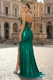 Burgundy Beaded Sweetheart Mermaid Long Prom Dress
