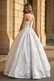 Pink A Line Strapless Jacquard Long Prom Dresses