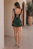 Red Sweetheart Satin Ruffles Short Homecoming & Cocktail Dresses