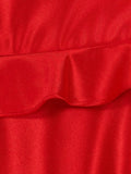 Red Sweetheart Satin Ruffles Short Homecoming & Cocktail Dresses