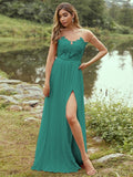 A-Line/Princess Chiffon Applique Scoop Short Sleeves Floor-Length Bridesmaid Dresses Evening Prom Dress