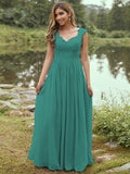 A-Line/Princess Chiffon Applique Sweetheart Sleeveless Floor-Length Bridesmaid Dresses Evening Prom Dress
