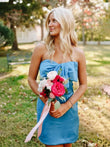 Blue - Sheath Strapless Short Homecoming Dresses With Bow