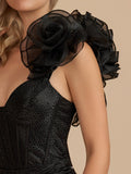 Black One Shoulder Bodycon Beaded Homecoming Dresses With Flower