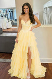 Fuchsia A Line Sweetheart Chiffon Ruffled Long Formal Prom Dresses With Bow