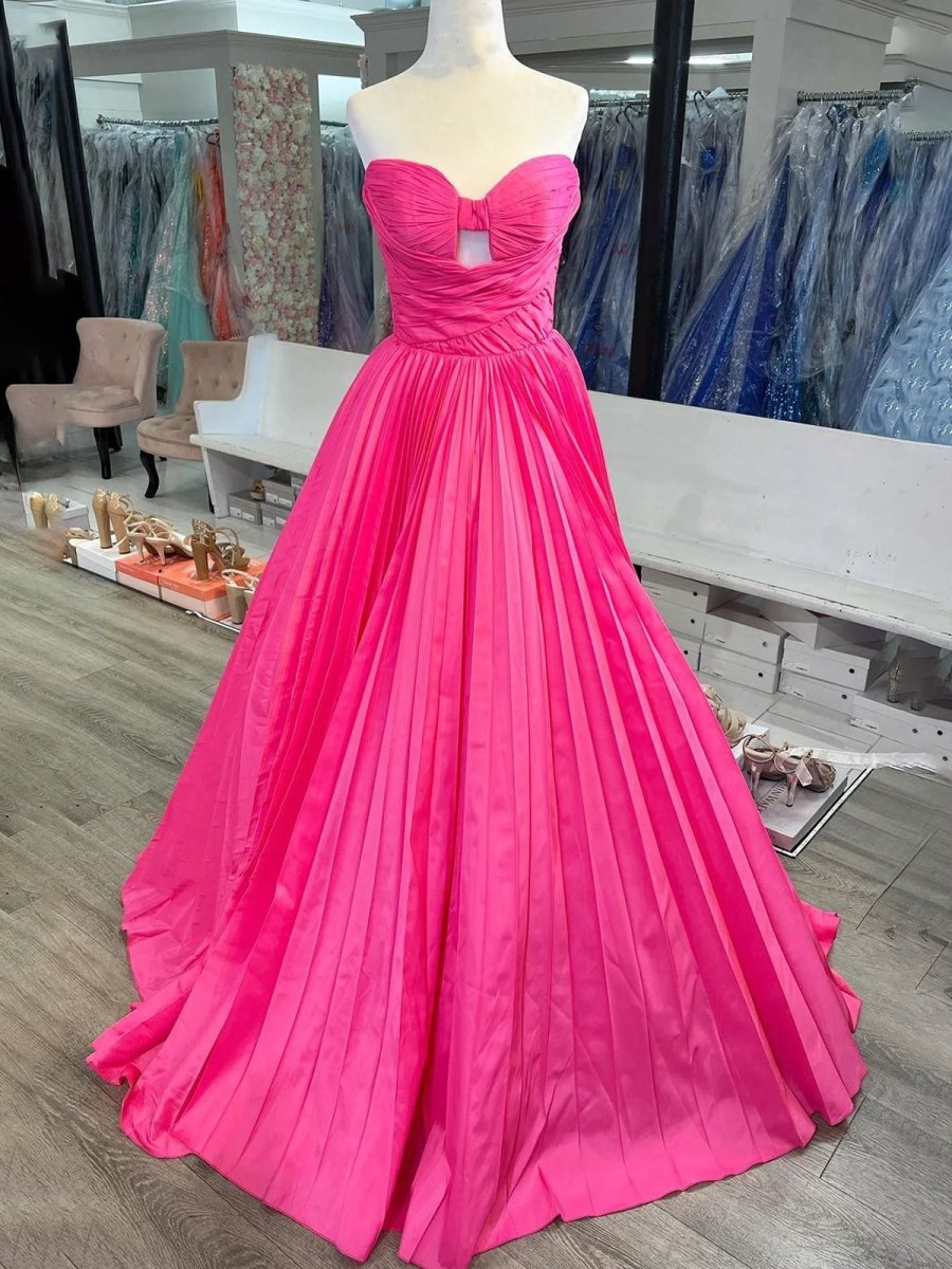 Red Satin Sweetheart Keyhole Ball Gown