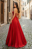 Red Satin Sweetheart Keyhole Ball Gown