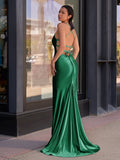 Cute Mermaid Spaghetti Straps Satin Long Prom Dress