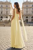 Pink Strapless A Line Chiffon Pleated Long Prom Dresses