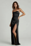 Spaghetti Straps Long Sheath Prom Dress With Split