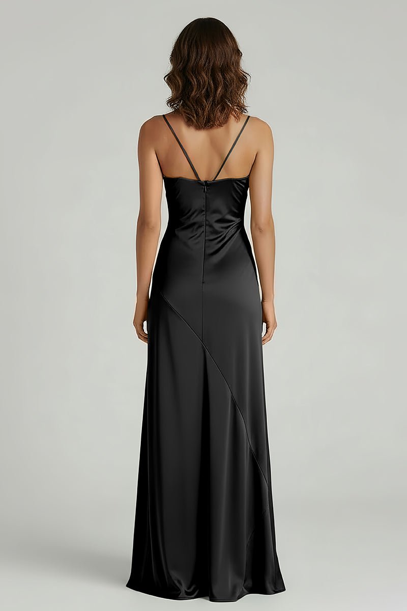 Spaghetti Straps Long Sheath Prom Dress With Split