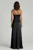 Spaghetti Straps Long Sheath Prom Dress With Split
