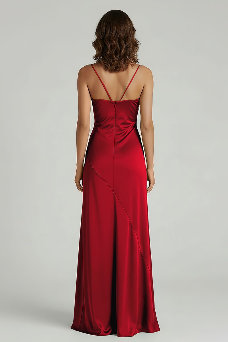 Spaghetti Straps Long Sheath Prom Dress With Split