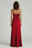 Spaghetti Straps Long Sheath Prom Dress With Split