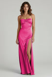 Spaghetti Straps Long Sheath Prom Dress With Split
