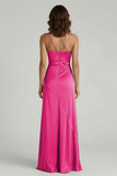 Spaghetti Straps Long Sheath Prom Dress With Split