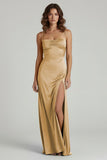 Spaghetti Straps Long Sheath Prom Dress With Split