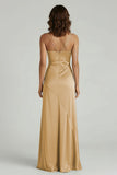 Spaghetti Straps Long Sheath Prom Dress With Split