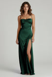Spaghetti Straps Long Sheath Prom Dress With Split