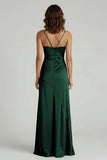 Spaghetti Straps Long Sheath Prom Dress With Split