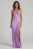 Spaghetti Straps Long Sheath Prom Dress With Split