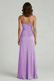 Spaghetti Straps Long Sheath Prom Dress With Split