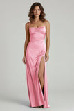 Spaghetti Straps Long Sheath Prom Dress With Split