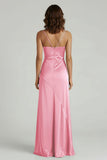 Spaghetti Straps Long Sheath Prom Dress With Split