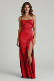 Spaghetti Straps Long Sheath Prom Dress With Split