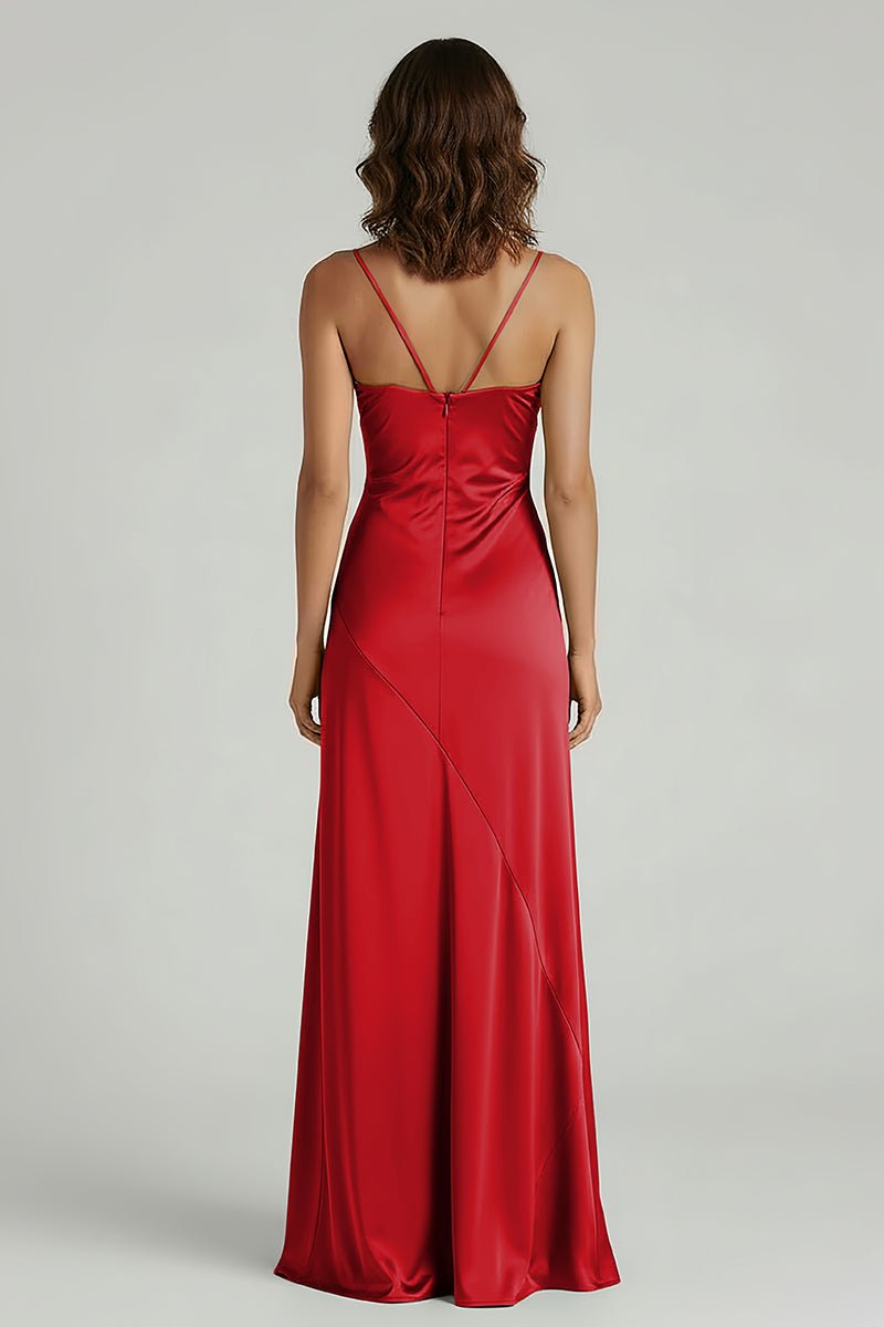 Spaghetti Straps Long Sheath Prom Dress With Split