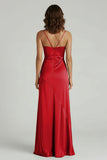 Spaghetti Straps Long Sheath Prom Dress With Split