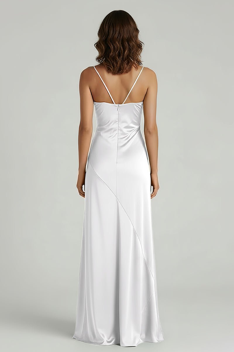 Spaghetti Straps Long Sheath Prom Dress With Split
