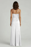 Spaghetti Straps Long Sheath Prom Dress With Split