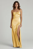 Spaghetti Straps Long Sheath Prom Dress With Split