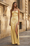 Spaghetti Straps Long Sheath Prom Dress With Split