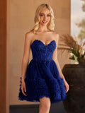 Black - A Line Tulle Sweetheart Ruffles Homecoming Dresses with Beads