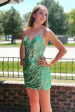 Sparkle Appliques Sequin Bodycon Lilac Mini Party Dresses
