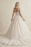 Lace A-Line Sweetheart Corset Wedding Dress With Slit in Ivory