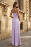 Spaghetti Straps Long Sheath Prom Dress With Split