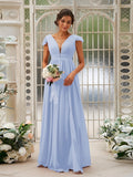 A-Line/Princess Chiffon Ruffles V-neck Sleeveless Sweep/Brush Train Bridesmaid Dresses Evening Dress