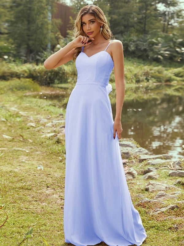 A-Line/Princess Chiffon Sash/Ribbon/Belt Sweetheart Sleeveless Floor-Length Bridesmaid Dresses Evening Dress