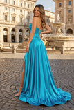 A Line Sweetheart Royal Blue Keyhole Long Prom Dress