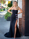 Sweetheart Black Mermaid Prom Dress with Bow