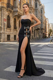 Sweetheart Black Mermaid Prom Dress with Bow