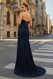 Sweetheart Black Mermaid Prom Dress with Bow