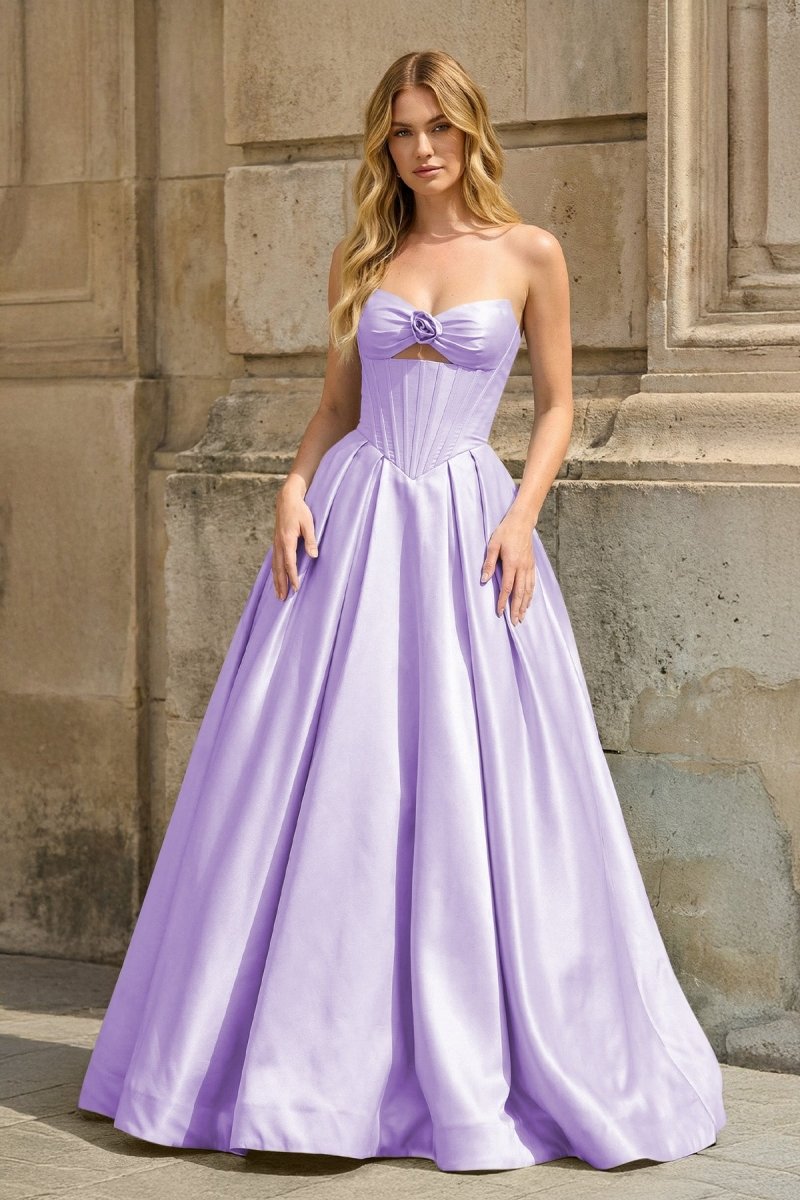 pink bloom satin strapless maxi dress Pink Bloom Satin Strapless Maxi Dress