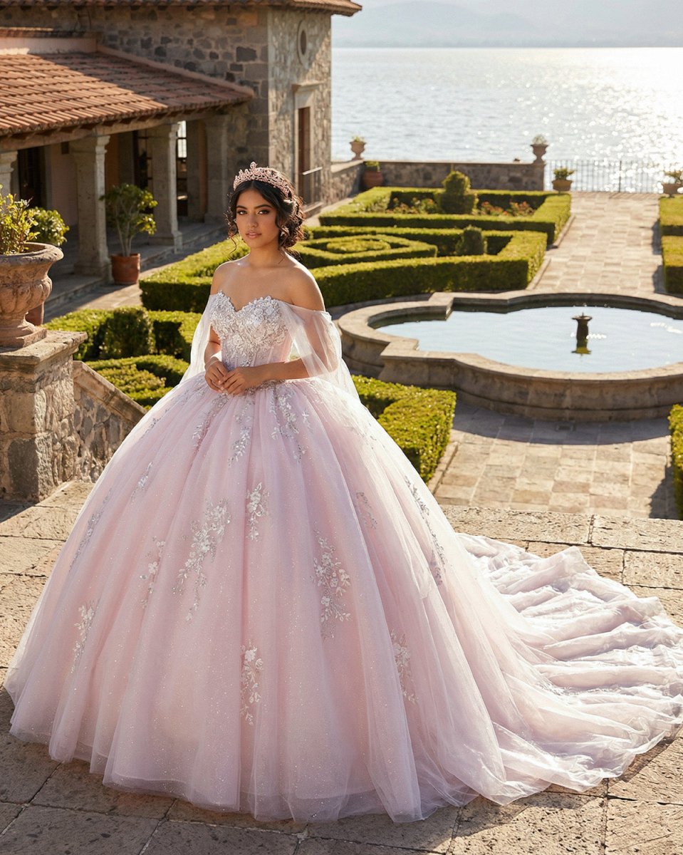 Light Pink Ball Gown Appliqued Quinceañera Dresses